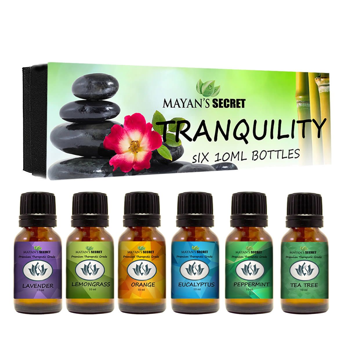 Premium Grade Essential Oils-Tranquility- Gift Set 6/10ml Pure Essential Oils for Diffuser, Humidifier, Massage, Aromatherapy, Skin & Hair Care